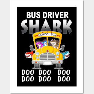 School Bus Driver Shark Posters and Art